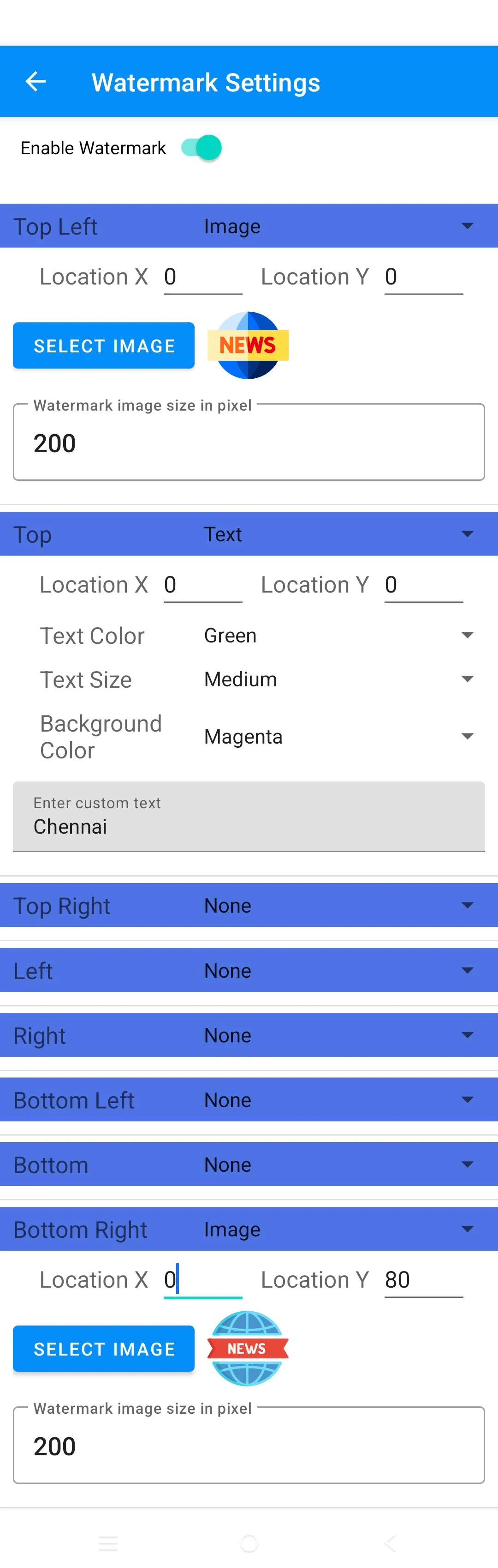 Watermark Settings